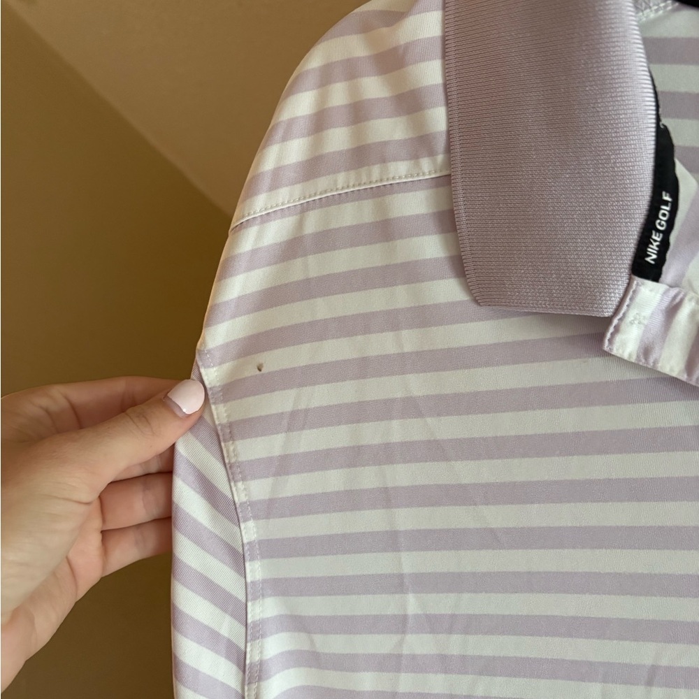 Nike Men's Striped Polo Shirt - Light Purple and White - Picture 4 of 5